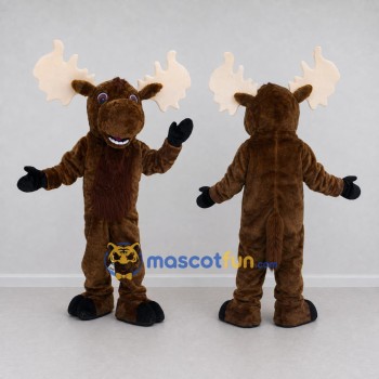 Custom Brown and Cream Moose Mascot Costume Adult Full Body Suit for Wildlife Events
