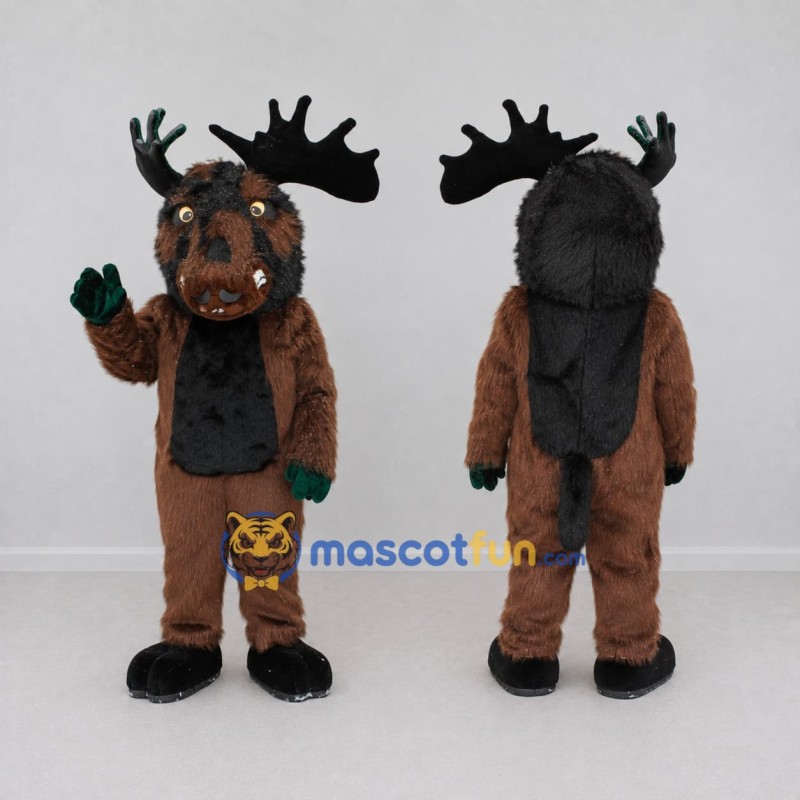 Custom Brown and Black Moose Character Mascot Costume Adult Full Body Suit for Wildlife Events