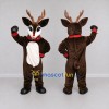 Custom Brown and White Red-Nosed Reindeer with a Collar Mascot Costume Adult Full Body Suit for Christmas Events