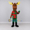 Custom Brown and Red Moose in a Festive Outfit Mascot Costume Adult Full Body Suit for Christmas Events