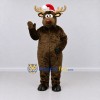 Custom Brown and Red Moose with a Santa Hat Mascot Costume Adult Full Body Suit for Christmas Events Custom Brown and Red Moose with a Santa Hat Mascot Costume Adult Full Body Suit for Christmas Events