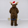 Custom Brown and Red Moose with a Santa Hat Mascot Costume Adult Full Body Suit for Christmas Events Custom Brown and Red Moose with a Santa Hat Mascot Costume Adult Full Body Suit for Christmas Events