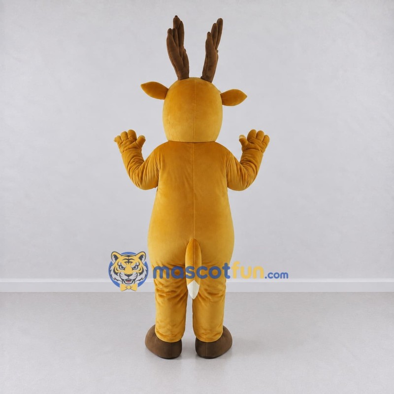 Custom Golden Tan and White Antelope Character Mascot Costume Adult Full Body Suit for Wildlife Events Custom Golden Tan and White Antelope Character Mascot Costume Adult Full Body Suit for Wildlife Events