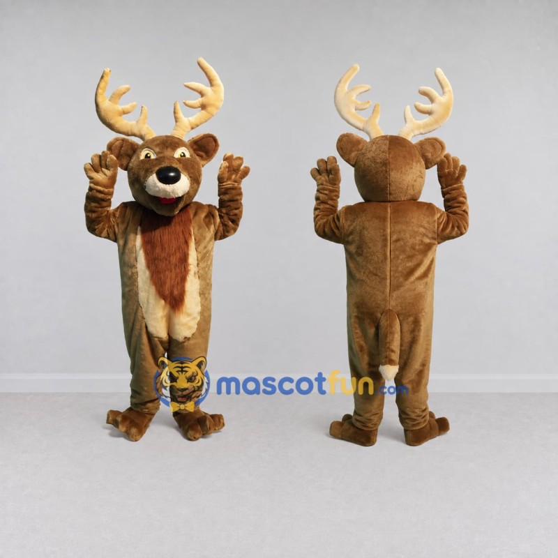 Custom Brown and Cream Deer Character Mascot Costume Adult Full Body Suit for Wildlife Events Custom Brown and Cream Deer Character Mascot Costume Adult Full Body Suit for Wildlife Events