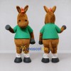 Custom Brown and Green Horse Character in a Shirt Mascot Costume Adult Full Body Suit for School Events Custom Brown and Green Horse Character in a Shirt Mascot Costume Adult Full Body Suit for School Events