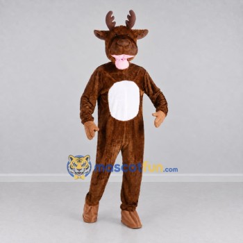 Custom Brown and White Deer Character Mascot Costume Adult Full Body Suit for School Events Custom Brown and White Deer Character Mascot Costume Adult Full Body Suit for School Events