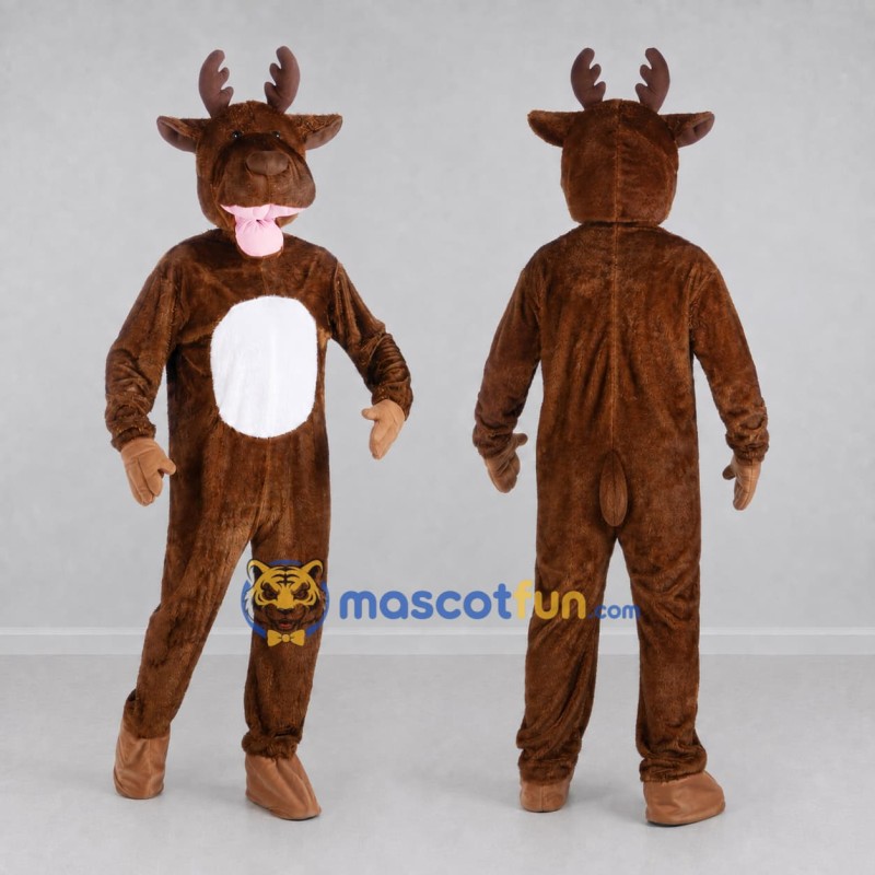 Custom Brown and White Deer Character Mascot Costume Adult Full Body Suit for School Events Custom Brown and White Deer Character Mascot Costume Adult Full Body Suit for School Events