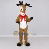 Custom Tan and White Red-Nosed Reindeer with a Bow Mascot Costume Adult Full Body Suit for Christmas Events Custom Tan and White Red-Nosed Reindeer with a Bow Mascot Costume Adult Full Body Suit for Christmas Events