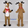 Custom Tan and White Red-Nosed Reindeer with a Bow Mascot Costume Adult Full Body Suit for Christmas Events