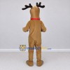 Custom Tan and White Red-Nosed Reindeer with a Bow Mascot Costume Adult Full Body Suit for Christmas Events Custom Tan and White Red-Nosed Reindeer with a Bow Mascot Costume Adult Full Body Suit for Christmas Events