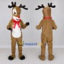 Custom Tan and White Red-Nosed Reindeer with a Bow Mascot Costume Adult Full Body Suit for Christmas Events