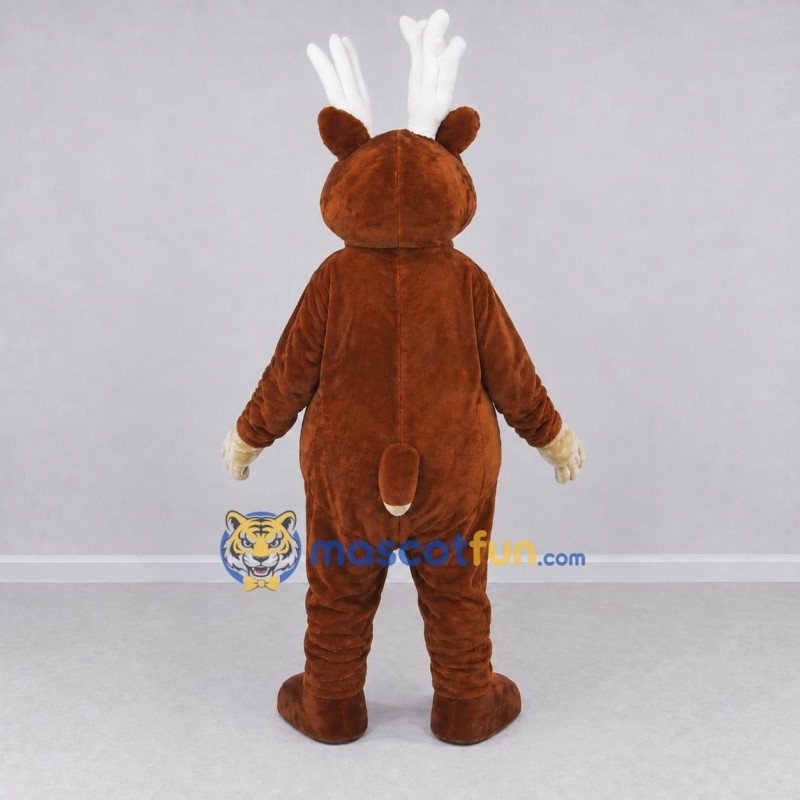 Custom Brown and Cream Red-Nosed Reindeer Mascot Costume Adult Full Body Suit for Christmas Events Custom Brown and Cream Red-Nosed Reindeer Mascot Costume Adult Full Body Suit for Christmas Events