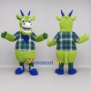 Custom Green and Blue Goat Character in a Plaid Shirt Mascot Costume Adult Full Body Suit for School Events