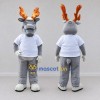 Custom Gray and Orange Deer Character in a Shirt Mascot Costume Adult Full Body Suit for School Events Custom Gray and Orange Deer Character in a Shirt Mascot Costume Adult Full Body Suit for School Events