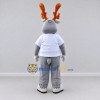 Custom Gray and Orange Deer Character in a Shirt Mascot Costume Adult Full Body Suit for School Events Custom Gray and Orange Deer Character in a Shirt Mascot Costume Adult Full Body Suit for School Events