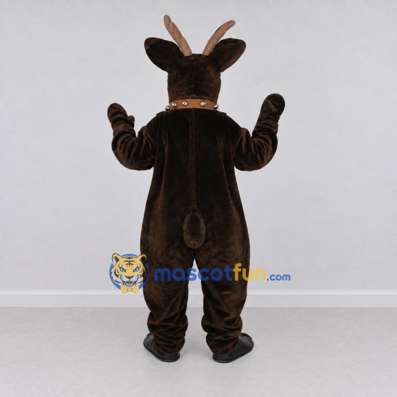 Custom Dark Brown and White Red-Nosed Reindeer Mascot Costume Adult Full Body Suit for Christmas Events