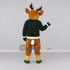Custom Tan and Green Deer in a Sweater Mascot Costume Adult Full Body Suit for School Events