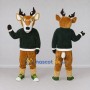 Custom Tan and Green Deer in a Sweater Mascot Costume Adult Full Body Suit for School Events