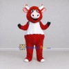 Custom Red and White Bull Character in a Shirt Mascot Costume Adult Full Body Suit for School Events