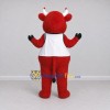 Custom Red and White Bull Character in a Shirt Mascot Costume Adult Full Body Suit for School Events