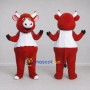 Custom Red and White Bull Character in a Shirt Mascot Costume Adult Full Body Suit for School Events