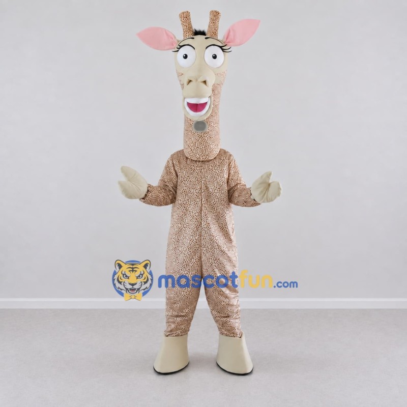 Custom Tan and Cream Giraffe Character Mascot Costume Adult Full Body Suit for Wildlife Events