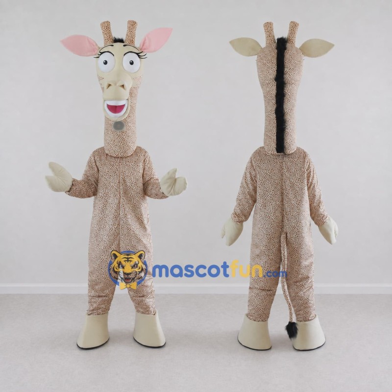 Custom Tan and Cream Giraffe Character Mascot Costume Adult Full Body Suit for Wildlife Events