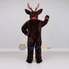 Custom Dark Brown and White Red-Nosed Reindeer with a Collar Mascot Costume Adult Full Body Suit for Christmas Events