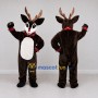 Custom Dark Brown and White Red-Nosed Reindeer with a Collar Mascot Costume Adult Full Body Suit for Christmas Events
