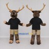 Custom Brown and Black Deer in a Shirt and Shorts Mascot Costume Adult Full Body Suit for School Events Custom Brown and Black Deer in a Shirt and Shorts Mascot Costume Adult Full Body Suit for School Events