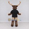 Custom Brown and Black Deer in a Shirt and Shorts Mascot Costume Adult Full Body Suit for School Events Custom Brown and Black Deer in a Shirt and Shorts Mascot Costume Adult Full Body Suit for School Events
