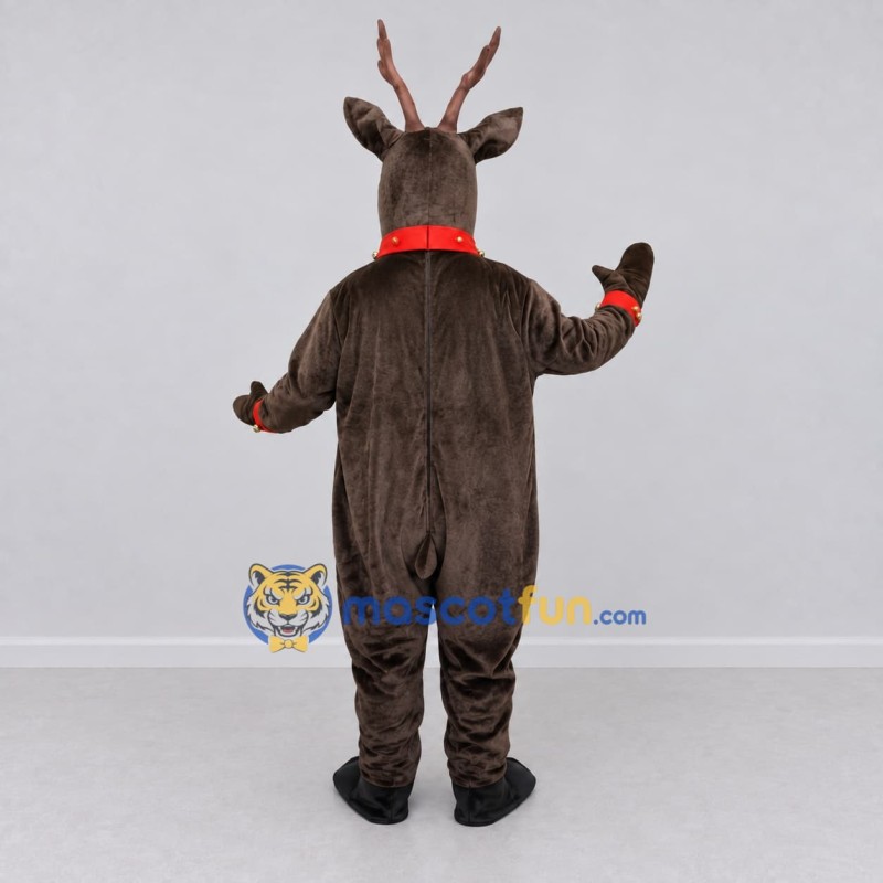 Custom Gray Brown and White Red-Nosed Reindeer Mascot Costume Adult Full Body Suit for Christmas Events