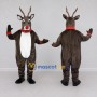 Custom Gray Brown and White Red-Nosed Reindeer Mascot Costume Adult Full Body Suit for Christmas Events