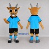 Custom Tan and Blue Antelope Character in Sportswear Mascot Costume Adult Full Body Suit for Sports Events