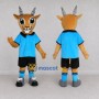 Custom Tan and Blue Antelope Character in Sportswear Mascot Costume Adult Full Body Suit for Sports Events