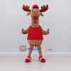 Custom Brown and Red Moose in a Shirt and Cap Mascot Costume Adult Full Body Suit for School Events Custom Brown and Red Moose in a Shirt and Cap Mascot Costume Adult Full Body Suit for School Events