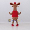 Custom Brown and Red Moose in a Shirt and Cap Mascot Costume Adult Full Body Suit for School Events Custom Brown and Red Moose in a Shirt and Cap Mascot Costume Adult Full Body Suit for School Events