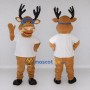 Custom Tan and White Deer Character with Goggles Mascot Costume Adult Full Body Suit for School Events
