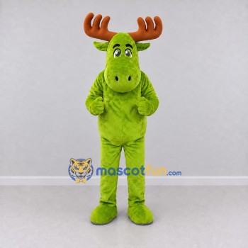 Custom Green and Orange Moose Character Mascot Costume Adult Full Body Suit for School Events Custom Green and Orange Moose Character Mascot Costume Adult Full Body Suit for School Events