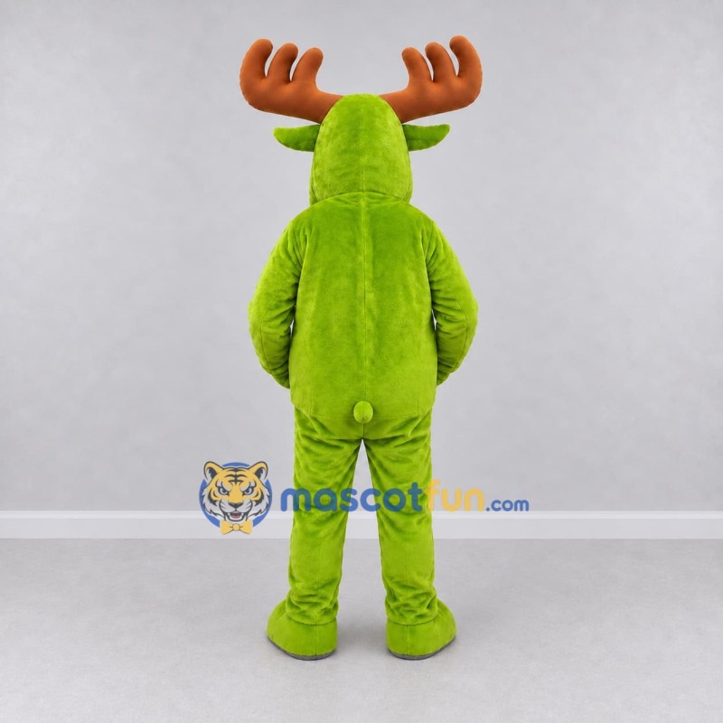 Custom Green and Orange Moose Character Mascot Costume Adult Full Body Suit for School Events Custom Green and Orange Moose Character Mascot Costume Adult Full Body Suit for School Events