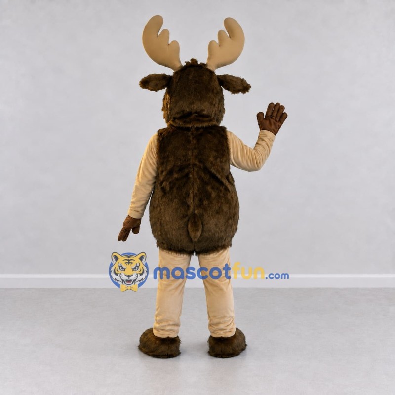Custom Brown and Tan Moose Mascot Costume Adult Full Body Suit for Wildlife Events Custom Brown and Tan Moose Mascot Costume Adult Full Body Suit for Wildlife Events