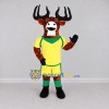 Custom Brown and Yellow Deer in Sportswear Mascot Costume Adult Full Body Suit for Sports Events Custom Brown and Yellow Deer in Sportswear Mascot Costume Adult Full Body Suit for Sports Events