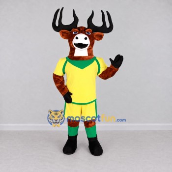 Custom Brown and Yellow Deer in Sportswear Mascot Costume Adult Full Body Suit for Sports Events