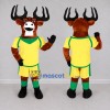 Custom Brown and Yellow Deer in Sportswear Mascot Costume Adult Full Body Suit for Sports Events Custom Brown and Yellow Deer in Sportswear Mascot Costume Adult Full Body Suit for Sports Events