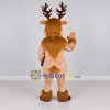 Custom Tan and Cream Red-Nosed Reindeer Mascot Costume Adult Full Body Suit for Christmas Events