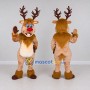 Custom Tan and Cream Red-Nosed Reindeer Mascot Costume Adult Full Body Suit for Christmas Events