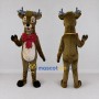 Custom Brown and Red Reindeer with a Bow Mascot Costume Adult Full Body Suit for Christmas Events