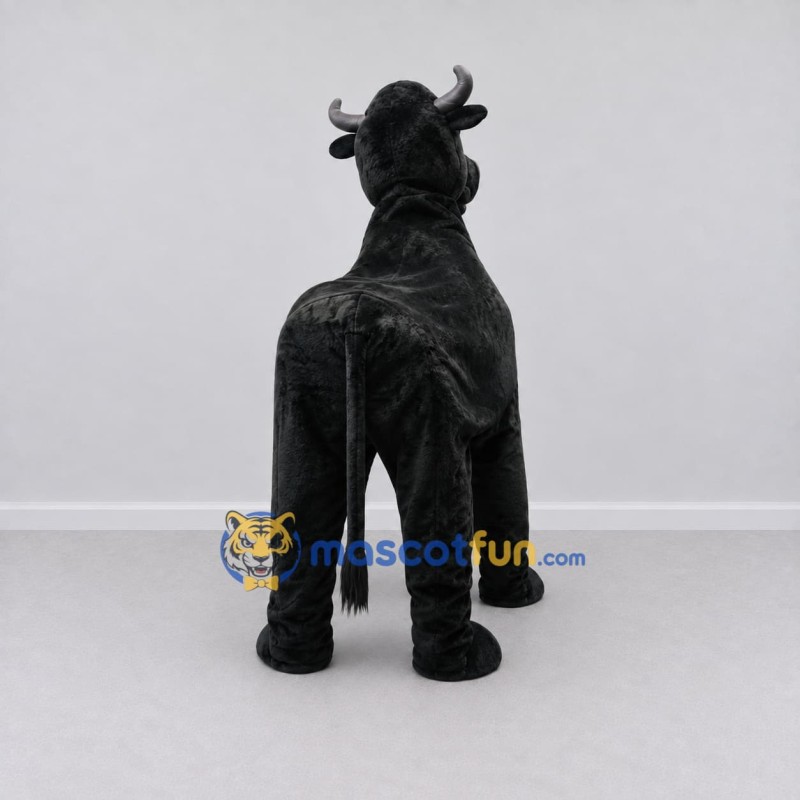 Custom Black Four-Legged Bull Character Mascot Costume Adult Full Body Suit for Farm Events Custom Black Four-Legged Bull Character Mascot Costume Adult Full Body Suit for Farm Events