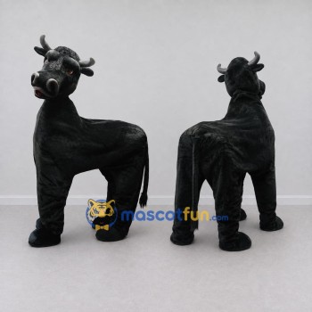 Custom Black Four-Legged Bull Character Mascot Costume Adult Full Body Suit for Farm Events