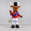 Custom Brown and Red Deer in a Formal Uniform Mascot Costume Adult Full Body Suit for Theme Parties Custom Brown and Red Deer in a Formal Uniform Mascot Costume Adult Full Body Suit for Theme Parties